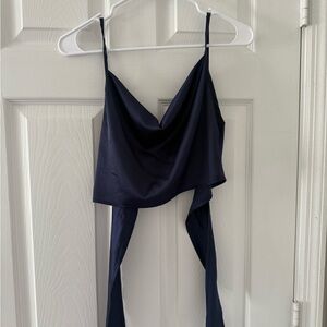 Navy Blue silky Women's crop top